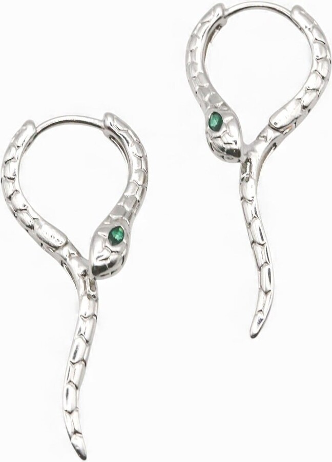 Miss Cecilia Snake Hoops In Silver