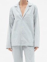 Thumbnail for your product : Tekla Striped Organic-cotton Poplin Pyjama Shirt - Blue Stripe