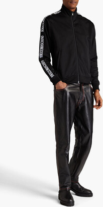 Moschino Jacquard-trimmed satin-jersey zip-up track jacket