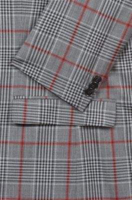 HUGO Extra-slim-fit virgin-wool blazer with check pattern