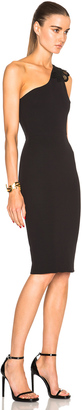 Victoria Beckham Double Crepe & Lace One Shoulder Fitted Dress