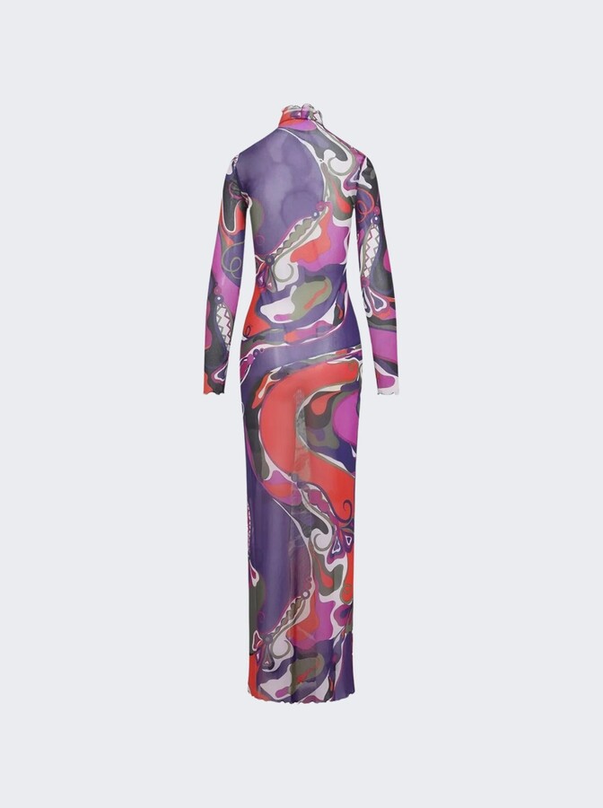 Pucci Orchidee Print Tulle Dress Multicolor