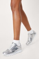 Thumbnail for your product : Nasty Gal Metallic Faux Leather Lace Up Sneakers