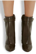 Thumbnail for your product : Givenchy Shark Lock Army-green Leather Wedge Ankle Boots