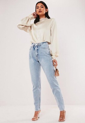 Missguided Tall Blue High Waisted Mom Jeans - ShopStyle