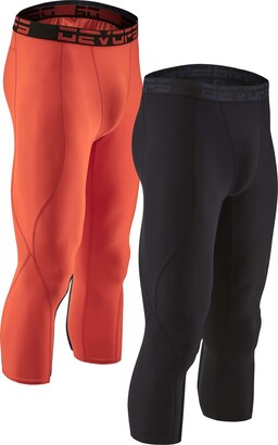 DEVOPS 2 Pack Men's 3/4 Compression Pants Athletic Leggings with Pocket - -  Large - ShopStyle Activewear Trousers