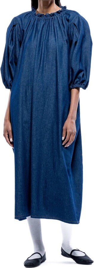 TOIT VOLANT Moonrise Midi Dress In Dark Indigo