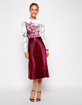 Thumbnail for your product : ASOS Pleated Midi Skirt In Metallic