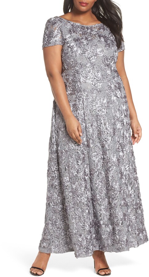 plus size gray lace dress