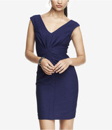 Thumbnail for your product : Express V-Neck Pleated Sheath Dress