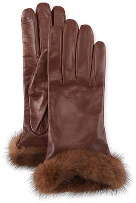 Guanti Giglio Fiorentino Leather Gloves w/ Mink Fur Cuffs