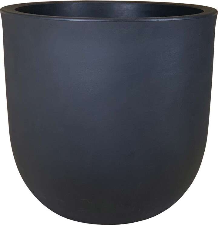Better Homes & Gardens 14in Mosswood Resin Planter, Matte Black