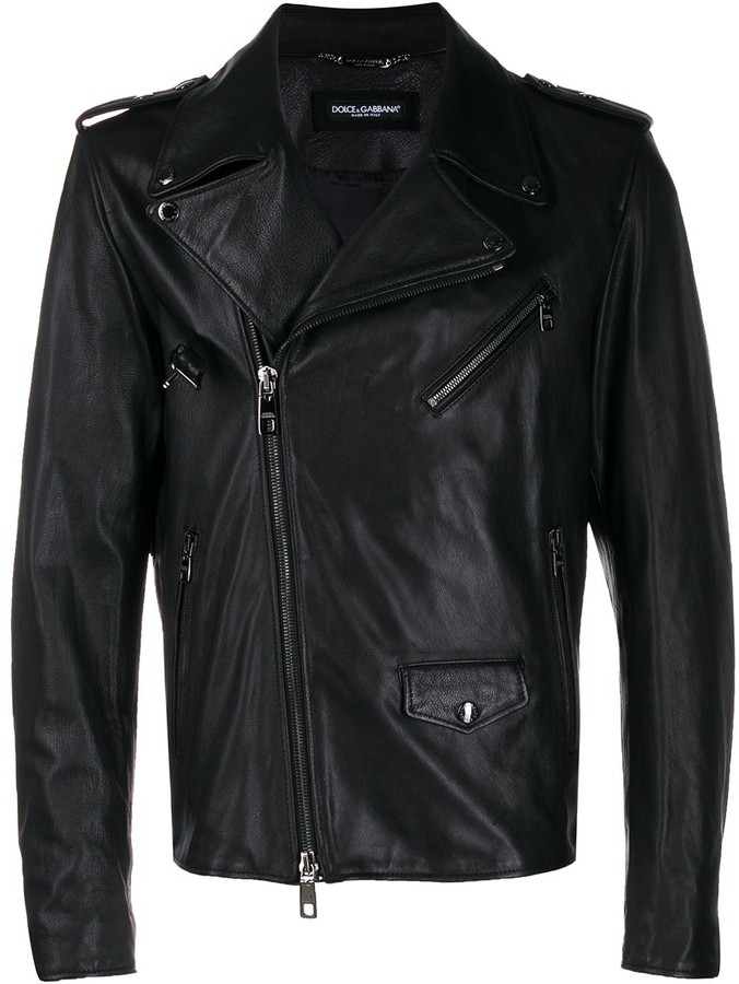 Dolce & Gabbana Leather Biker Jacket - ShopStyle