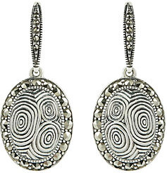 Suspicion Sterling Marcasite Textured Drop Earrings