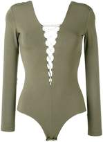 Thumbnail for your product : Alexander Wang T By lace-front long sleeve bodysuit