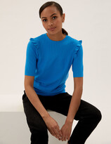 Thumbnail for your product : Marks and Spencer Crew Neck Frill Detail Knitted Top