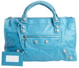 Thumbnail for your product : Balenciaga blue paon lambskin large 'Giant Work' bag