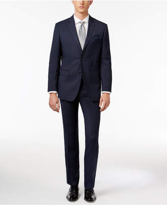 Perry Ellis Men's Slim-Fit Portfolio Navy Micro-Grid Comfort Stretch Suit