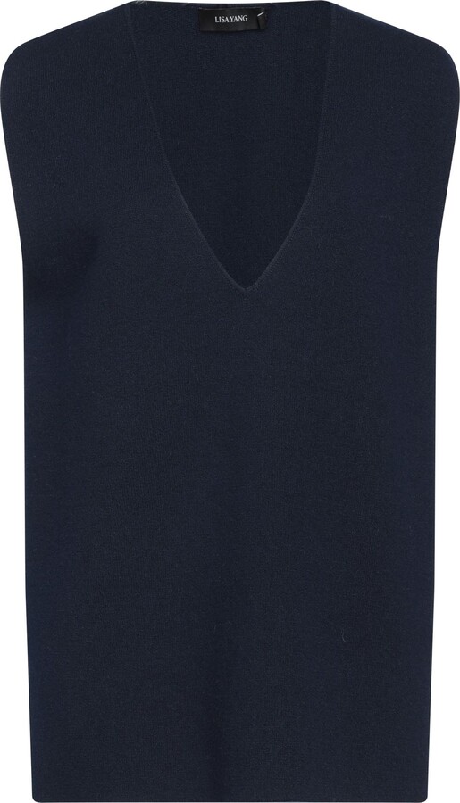 Blue Lisa Yang Cashmere Jumper in Dark Blue Womens Clothing Jumpers and knitwear Sleeveless jumpers 