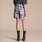 Thumbnail for your product : Burberry Watercolour Rose Silk Cotton Pyjama-style Shorts