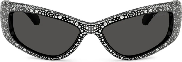 Swarovski Crystal-Embellished Rectangle Sunglasses