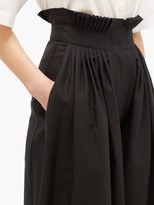 Thumbnail for your product : Vika Gazinskaya Pleated High-rise Cotton Wide-leg Trousers - Black