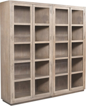 MOTI Furniture Argyle Cabinet In Modern Light Ash Ivory Finish On Reclaimed Solid Wood