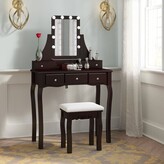 Thumbnail for your product : House of Hampton Crandell Solid Wood Vanity Set with Stool and Mirror