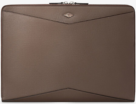 Cartier Mens Pepper Grey Losange Leather Portfolio Bag 1 Size
