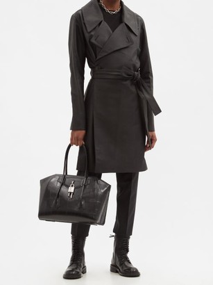 Rick Owens Performa Leather Trench Coat - Black
