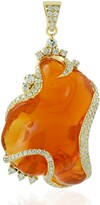 Thumbnail for your product : Artisan Handmade 18k Gold Pave Diamond Fire opal Pendant Designer Jewelry