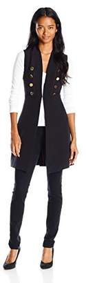XOXO Women's Long Button Front Vest