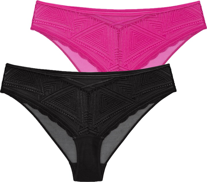 Adored by Adore Me Women’s Tessa Geo Lace Cheeky Underwear, 2-Pack, Sizes S-XXXL