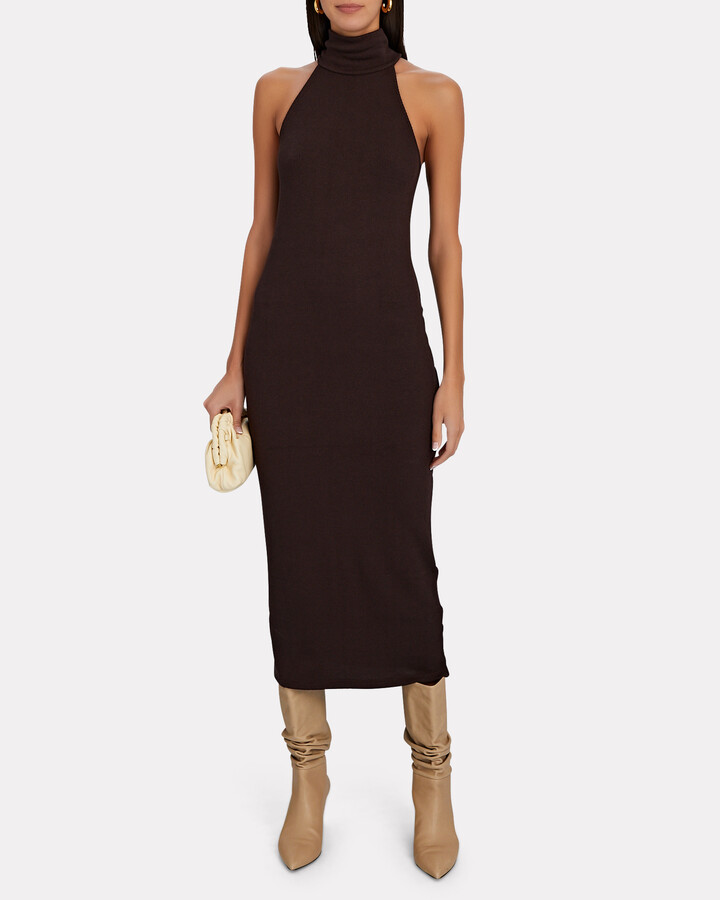 Enza Costa Rib Knit Turtleneck Midi Dress ShopStyle