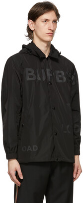 Burberry Black Logo Print Ealing Jacket