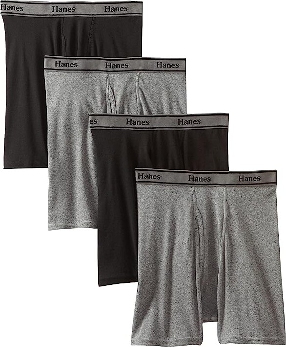 Hanes 4-Pack Men's Ultimate Long Leg Boxer Comfort Flex Fit Brief Black/Grey