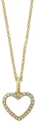 Effy 14K Yellow Gold 0.11 CT. T.W. Diamond Open Heart Pendant Necklace
