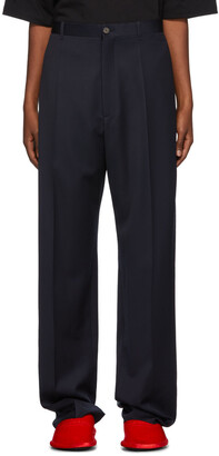 Balenciaga Navy Wool Steroid Trousers - ShopStyle Dress Pants
