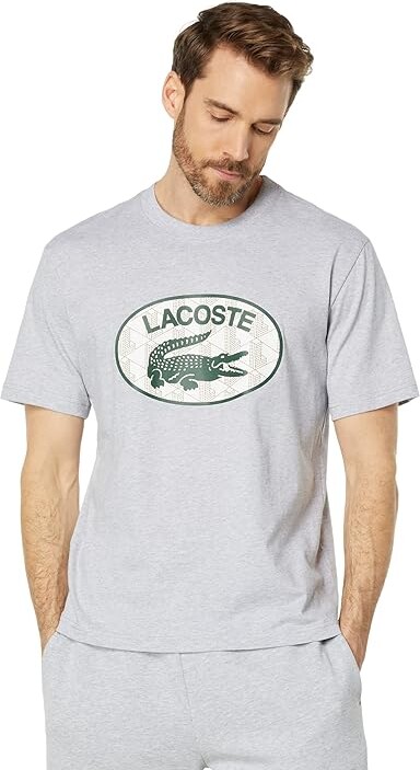 Lacoste Monogram Print Regular Fit Cotton Men's T-shirt White