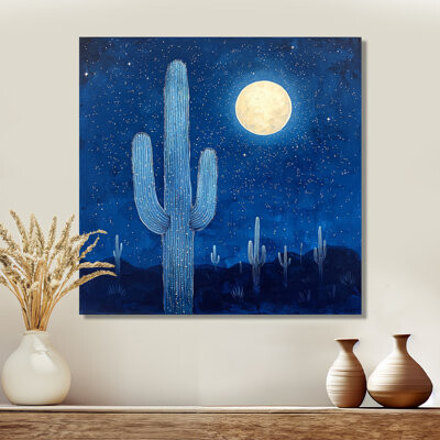 Latitude Run Saguaro Cactus Under The Stars II - Cactus Metal Print