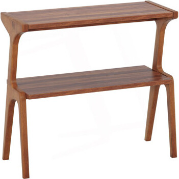 George Oliver Mid Century Modern End Table Narrow Farmhouse Side Table With 2-Tier Storage Shelf