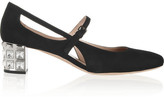 Thumbnail for your product : Miu Miu Crystal-embellished suede pumps