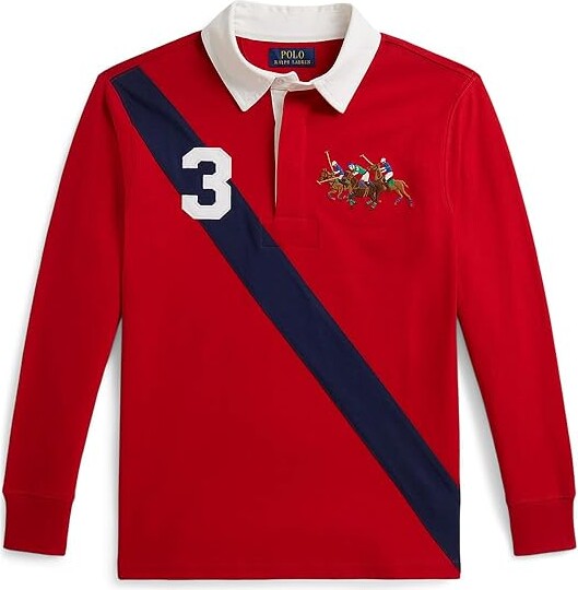 Polo Ralph Lauren Kids Triple-Pony Cotton Rugby Shirt (Big Kid) Boy's T Shirt Red : LG (14-16 Big Kid)