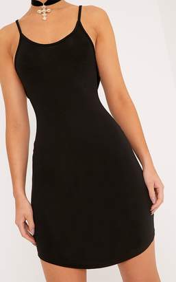 PrettyLittleThing Basic Black Jersey Strappy Mini Dress