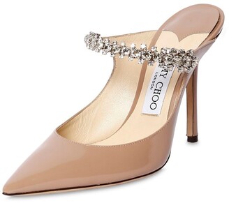Jimmy Choo 100mm Bing Crystals Patent Leather Mules