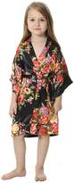 Thumbnail for your product : JOYTTON Girl's Satin Floral Kimono Bathrobe Flower Girl Robe (10,)