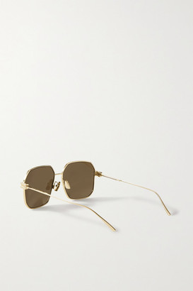 Bottega Veneta Hexagon-frame Gold-tone Sunglasses