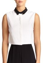 Thumbnail for your product : Alice + Olivia Cropped Sleeveless Button-Down Shirt