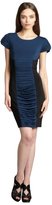Thumbnail for your product : Vera Wang peacock jersey ruched panel cap sleeve dress