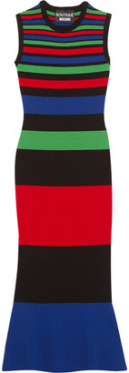Moschino Boutique Striped Stretch-knit Midi Dress - Red